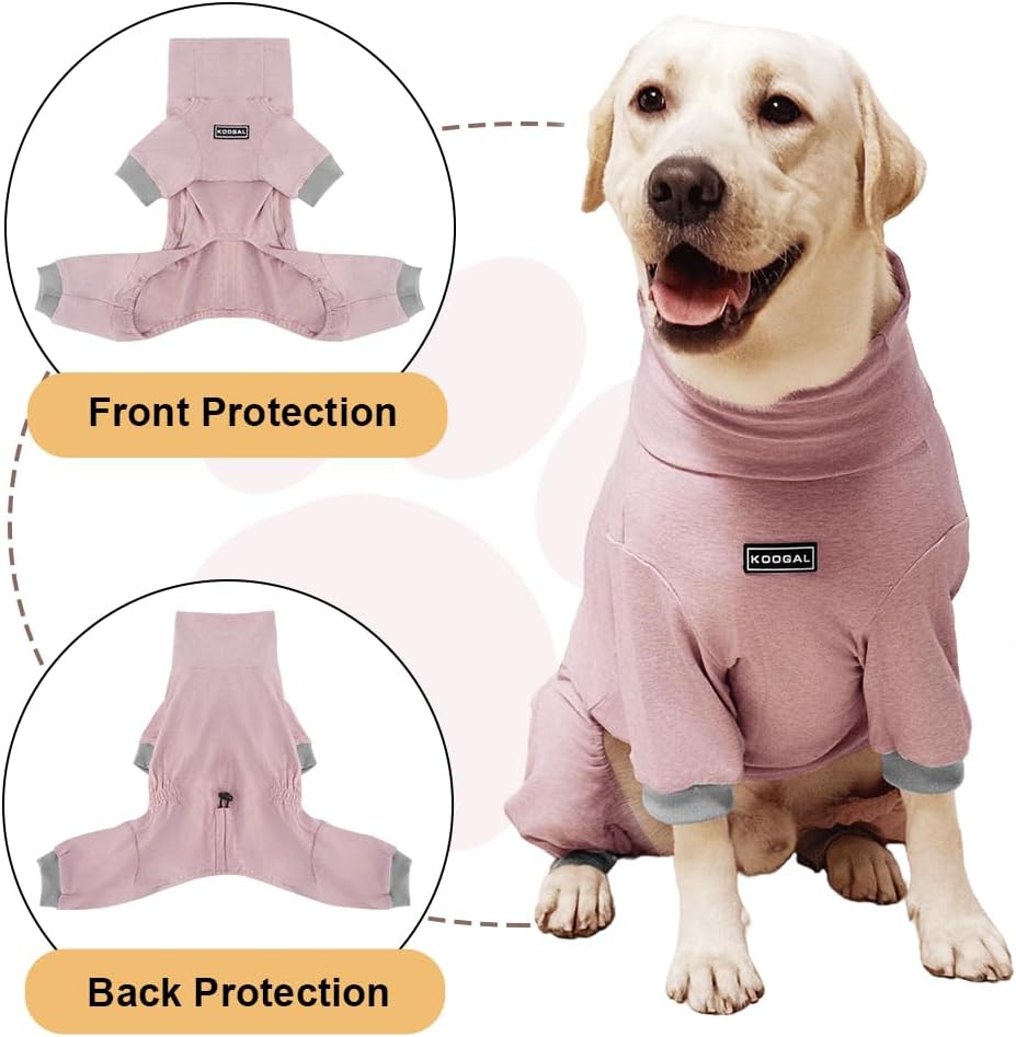 Dog Pyjamas PJS Sweater Clothes and Home Clothing Suitable for Small to Medium Breeds of Dogs, Dog Neutering Suits, Extra-Large Stretch Fabric, Four-Legged Clothes (Thin Pink, L)