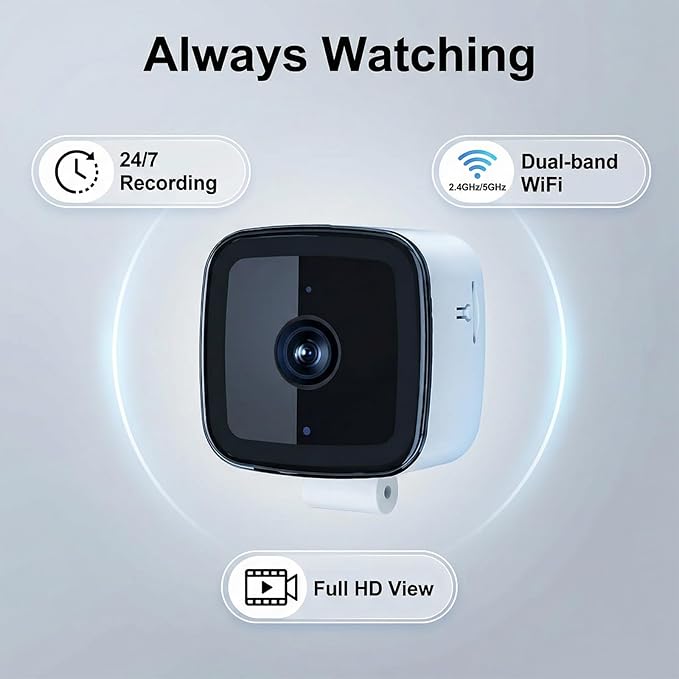 Smart 2K Window Security with Peel-and-Stick Installation, Bluetooth, AI Color Night Vision, 24/7 Continuous Recording for Home Security&Pet Monitoring&Driveway Surveillance (USB 32GB)