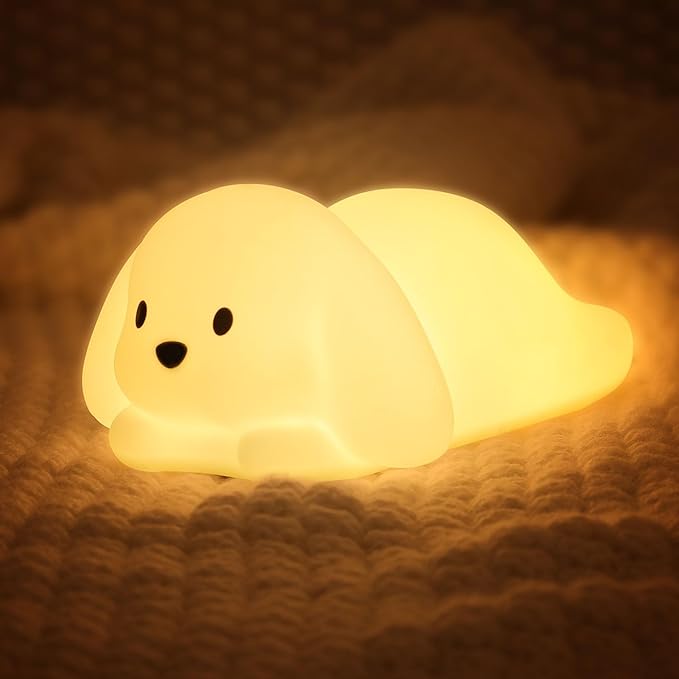 LOVERUIS Night Lights Squishy Light Dogs Colorful Night Light for Kids 1/3 Hours Timer Dimmable Puppy Gift Kid Dog Cute Decor