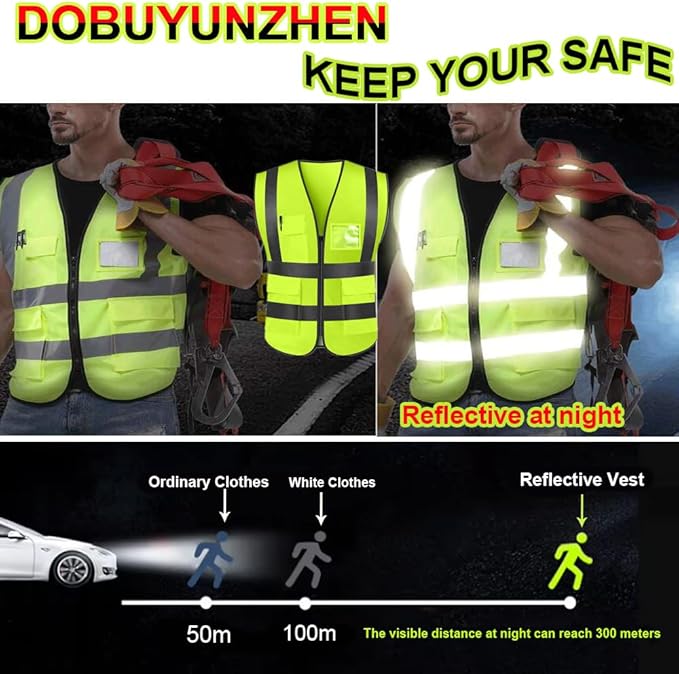 Personalized High Visibility Reflective Safety Vest Custom Your Text Protective Workwear Outdoor Work Vest