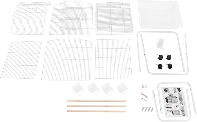 Large Bird Cage with Wheels Parrot Cages for Large Birds Iron Bird Cage with Stand Outdoor Birdcages with Tray, Feeding Bowls & Waterer Big Bird Cages for Parakeets, Lovebird & Pigeon (White)