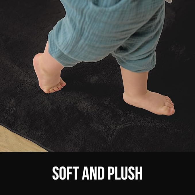 GORILLA GRIP Ultra Soft Washable Area Rug, Stain and Slip Resistant Plush Thick Carpet for Bedroom Living Room, No Shed Floor Rugs, Pet Friendly, Dorm Essentials, Kids Nursery Home Decor, 4x6, Black