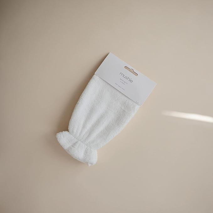 mushie Baby Bath Mitt | Organic Cotton | Pack of 2 (Pearl)