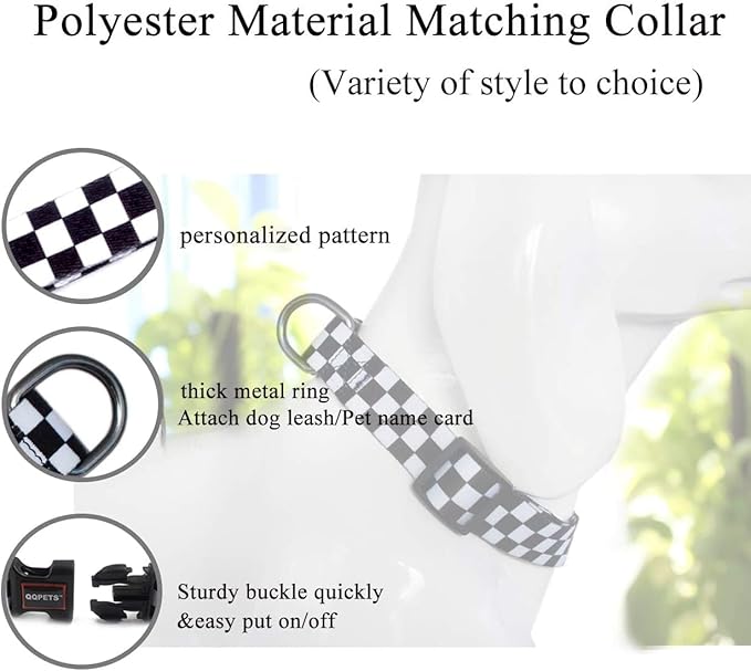 Roses&Poetry Dog Collar with Colourful Patterns, Adjustable Durable Puppy Collars for Small Medium Large Dogs (Black & White-L)