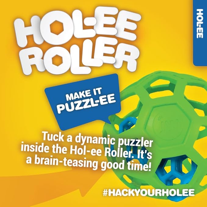 JW Pet Hol-ee Roller Dog Toy Puzzle Ball, Natural Rubber, Extra Large (7.5 Inch Diameter), Colors May Vary, (Count of 1)