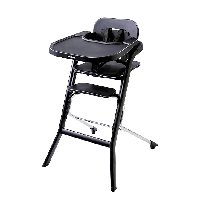 Unilove Grow with Me 2-in-1 Baby High Chair – Adjustable Toddler Chair with Baby Set, Removable Harness, One-Hand Seat & Footrest Adjustment, for Ages 6-60 Months - Truffle Black