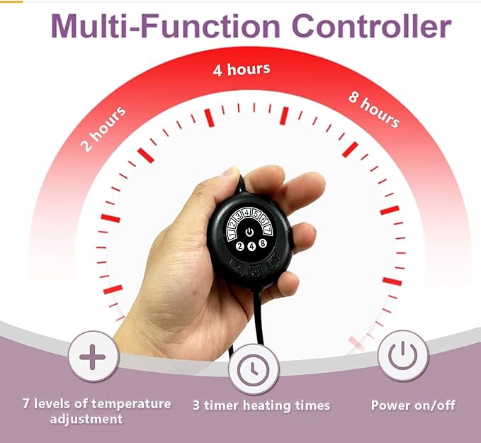 Reptile Heat Pad with 7 Button Temperature Adjustment, Under Tank Terrarium Heat Mat for Reptiles Tortoise Snakes Lizard Gecko Frog Hermit Crab and Other Small Animal, 20W Reptile Heating Pads