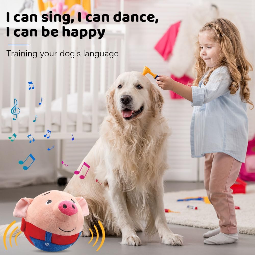 Upgrade Active Moving Pet Plush Toy, Squeaky Moving Dog Ball Toy Interactive Dog Toy for Boredom Dog Bouncing Ball Plush Toy, Pig Plush Sound Electronic Dog Toy Pet Bouncing Balls Toy (Rabbit)