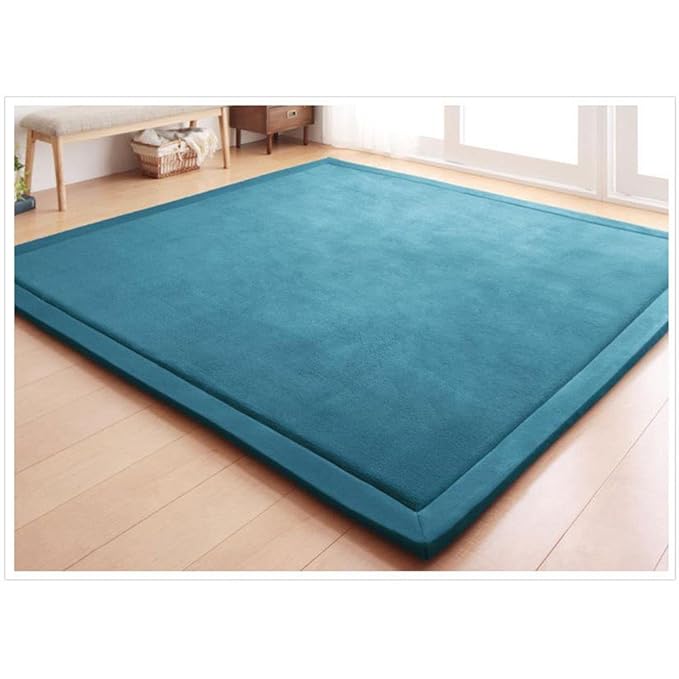Loartee Nursery Rug Coral Velvet Crawling Rugs Mat Area Rugs Play Crawling Mat(6'8"x9'2", Blue) for Toddler Children Play Mat Yoga Mat Exercise Pads Carpet