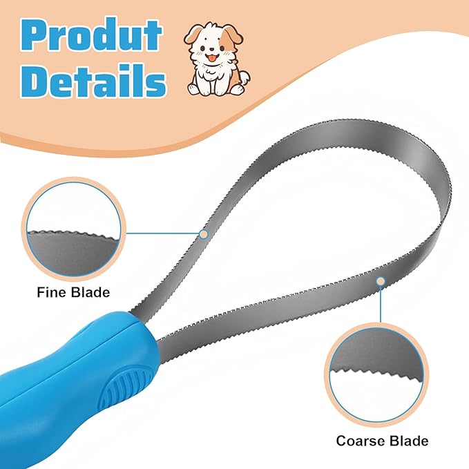 Dual-Sided Dog Shedding Blade,Shedding Brush with Stainless Steel Blades for Dog Coat Types with Soft Grip Handle Pet Hair Removal Tools
