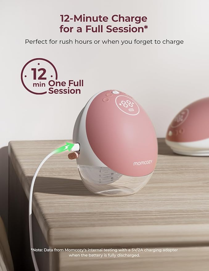 Momcozy Breast Pump Hands Free Upgraded Mobile Flow | M9, App Discreet Control with Personalized Multi-Modes & 15 Levels, Wearable Breast Pump 24mm, 1 Pack Cozy Red
