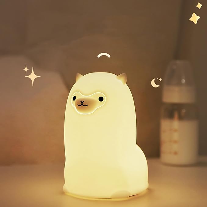 Tremdwoto Alpaca Night Light for Kids，7 Color Baby Nightlight with Touch Control & 1H Timer, Battery Operated Soft Animal Night Light for Nursery, Toddler Room Decor, Gift for Girls, Boys, Women