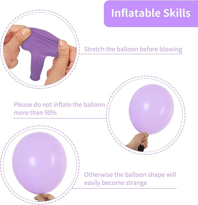 RUBFAC 129pcs Pastel Purple Balloon Arch Kit Different Sizes 18 12 10 5 Inches, Light Purple Lavender Balloons Garland for Birthday Baby Shower Gender Reveal Wedding Party Decoration