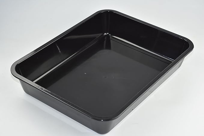 OMEM Reptile Food Bowl Large Water Dish, Wood Plate, Bowl Turtles (M=31.5 * 23.8 * 4.7, Black)