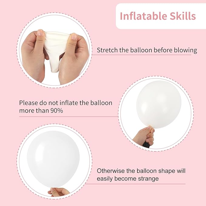 RUBFAC 129pcs White Balloons Different Sizes 18 12 10 5 Inch for Garland Arch,Party Latex Balloons for Birthday Party Wedding Anniversary Baby Shower Party Decoration