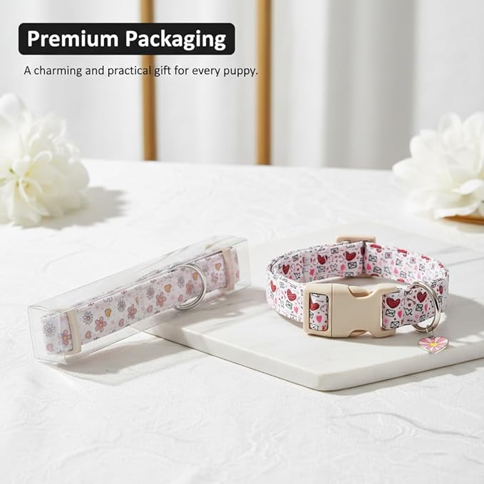 Dog Collar, Spring Summer Dog Collar with Yellow Lemon and Cute Charm, Pet Collar with Quick Release Buckle and Durable Fabric, Suitable for Small Dogs
