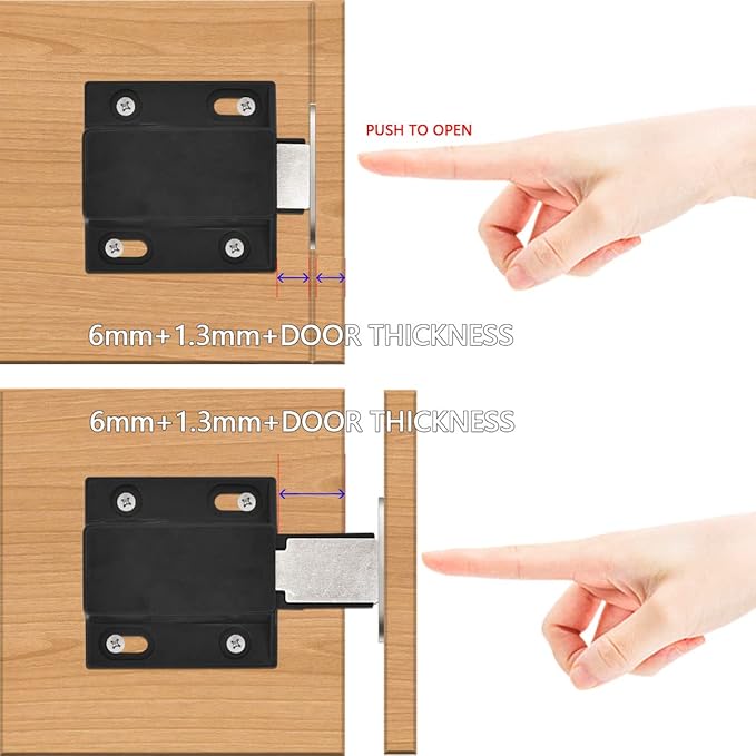 10 Pack Magnetic Push Latch Catch Push to Open Latch Pressure Touch Release Cabinet Catch for Doors Drawers Release Latch Kitchen Drawer Push Catch Pop Out Latch (Black)