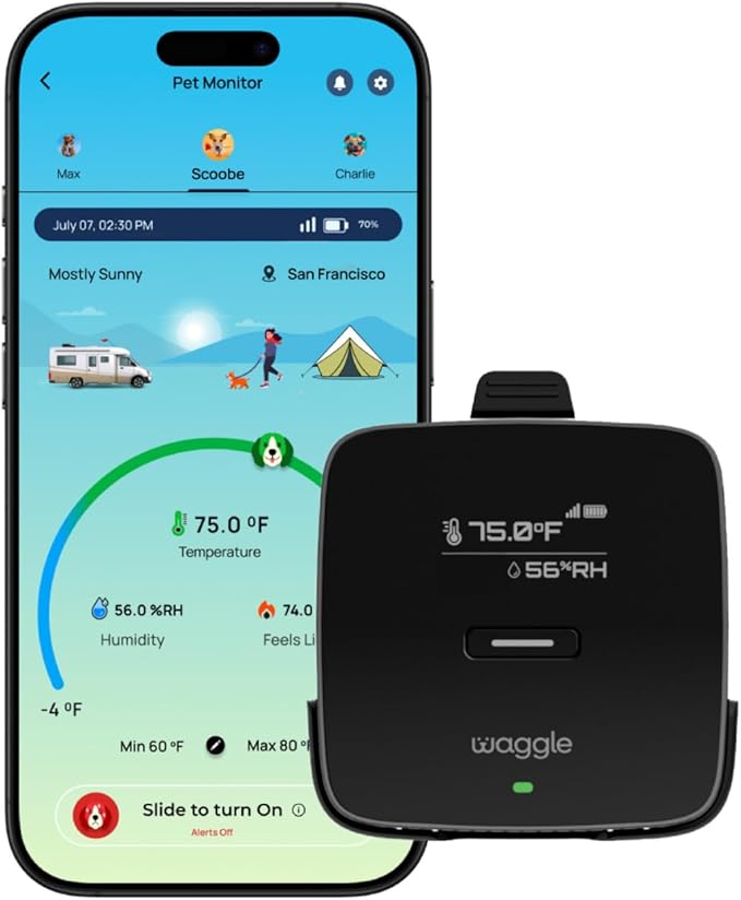 Waggle RV 4G LTE Pet Monitor Lite + 4G Cellular Security Camera - No WiFi? No Problem, Temperature & Humidity Monitor, Real-time Alerts - 2-Way Talk, Night Vision - Supports Varizon, AT&T & T-Mobile