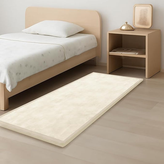 1.3" Thick Baby Play Mat for Floor, 28x72 Foam Tummy Time Mat, Padded Support Soft Plush Bedside Rugs for Infant Kids Toddler Crawling Kick Activity (Ivory)