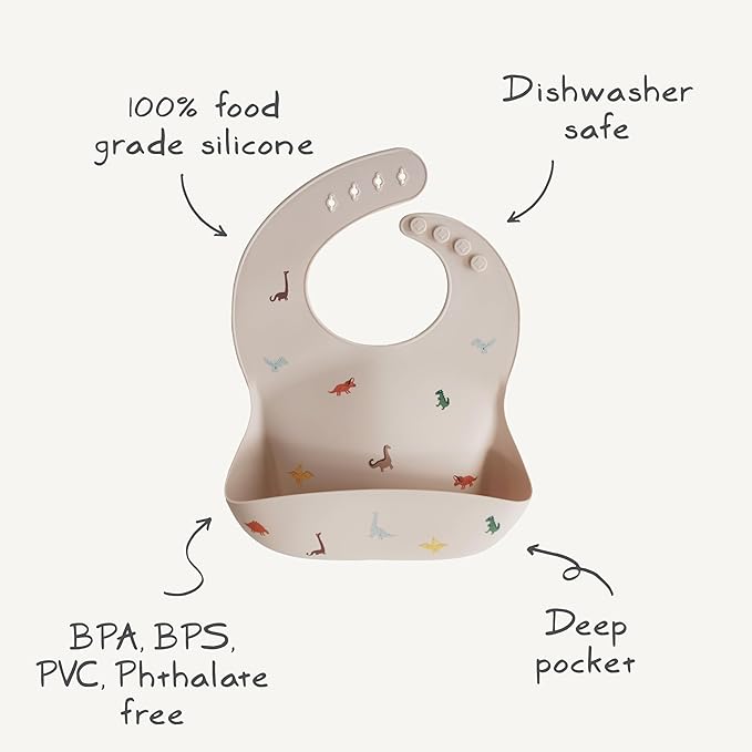 mushie Silicone Baby Bib | Adjustable Fit Waterproof Bibs (Bees)
