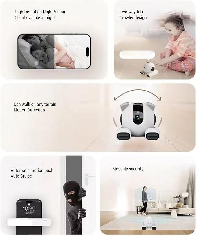 Pet Camera, 1920x1080 HD 2 Way Talk Motion Detection Auto Cruise 360 Rotation, with 6 Actions 8 Sounds for Cats and Dogs, APP Control Storage Indoor Security Camera (64G)