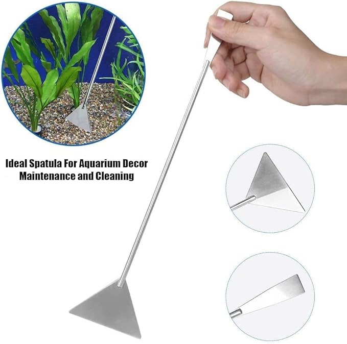 A2Z-Aquascaping Maintenance Tools Accessories,Anti-Rust Stainless Steel Tweezers Scissors Spatula for Aquarium Tank Clean, Fish Tank, Bonsai, Algae Scrapers (12" Substrate Spatula)