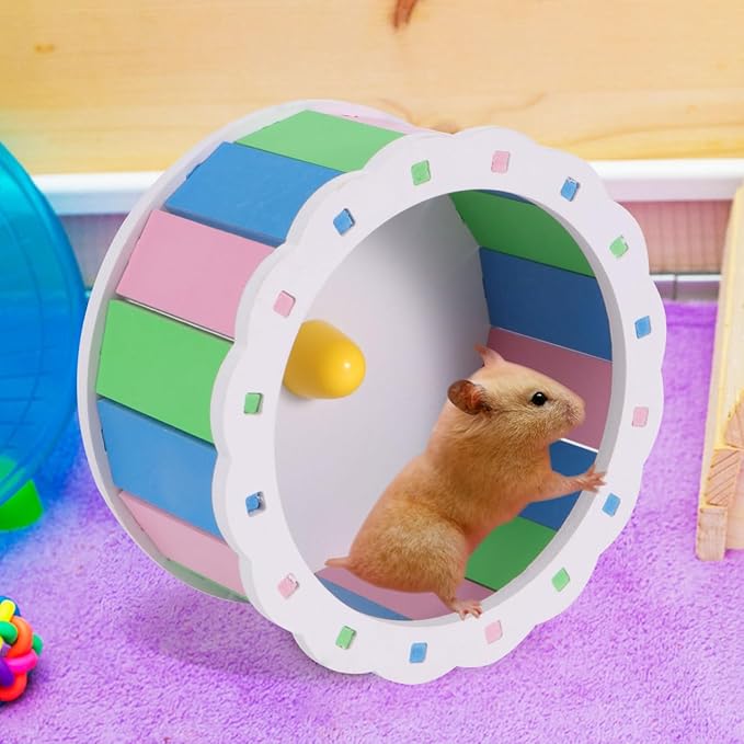 POPETPOP Silent Running Wheel 5.11 Inch Ultra-Quiet Hamster Exercise Wheel for Small Animals Gerbils Hedgehogs Pet Fitness Toy