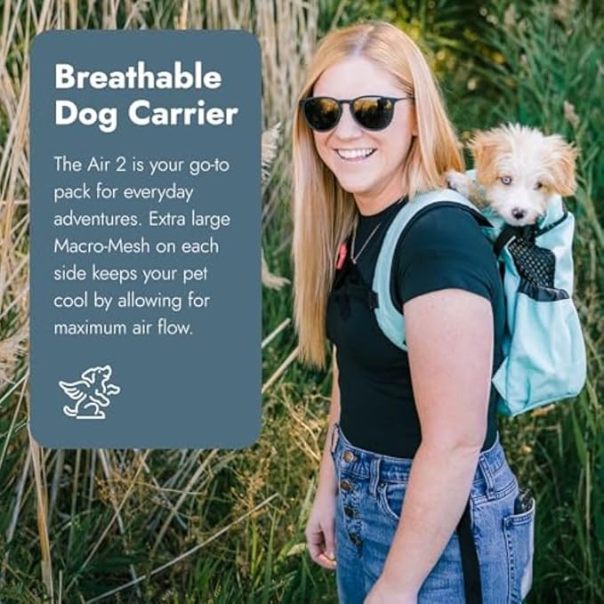 K9 Sport Sack Air 2 - Medium, Light Grey - Ideal for Dogs with 17-19” Back Length - Durable, Breathable Backpack-Style Carrier - Perfect for Walks, Short Hikes & Public Transportation