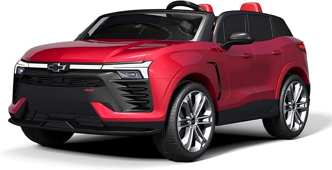 Jojoka Baby Car 24V 2-Seater SUV Licensed Chevrolet Blazer Ride On Toy w/Parent Remote Control,4xSpring Suspension, Wireless Music, Electric Vehicle Car for Kids Ages 3-8, Red