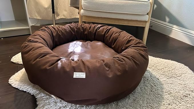 Organic Cotton Canvas Dog Bed: Removable Cover, Natural Fill - Made in USA (Dark Brown, X Small 18" x 6" inches)