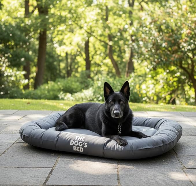 The Dog’s Bed Waterproof Dog Bed for XL Dogs, Grey – Durable Washable Dog Bed for Indoor & Outdoor Use, Tough Oxford Fabric, Removable Cover, Crate Kennel Car Travel Bed
