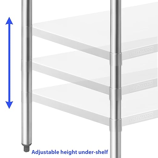 GRIDMANN NSF Stainless Steel Work & Prep Table 48 x 30 Inches with Caster Wheels and Under Shelf for Restaurant, Home, Hotel