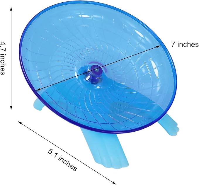 Hamster Flying Saucer Silent Running Exercise Wheel for Gerbil Rat Mouse Hedgehog Small Animals (Blue)