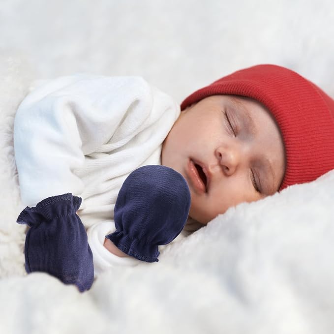 Newborn Baby Mittens No Scratch Cotton Elastic Wrist Gloves Infant Toddler Mittens for Baby Boy Girl 0-6 Months