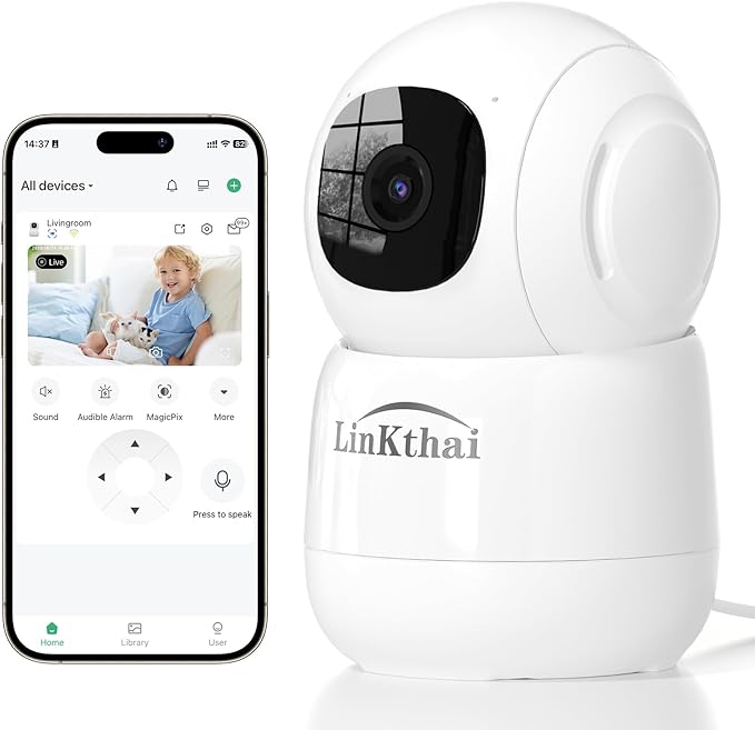 Camera for Home Security, 4MP Pet Camera with Speaker for Dog/Cat, WiFi Camera Indoor Wireless Home Security with Phone App, Auto Tracking/Super Night Vision/2 Way Talk, Cloud/SD Card Storage