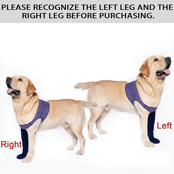 COODEO Dog Socks to Prevent Licking Paws, Healing Boots & Paw Protectors with Non-Slip Bottoms for Wound Protection, Waterproof Sleeve Shoes for Licking（Purple，M_Left