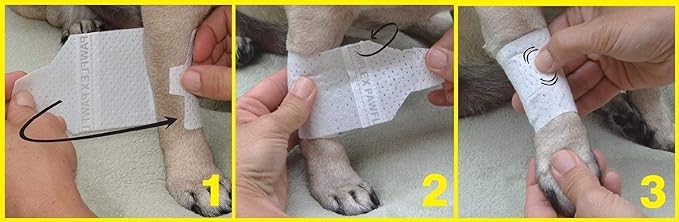 Basic Leg Bandages for Dogs, Cats, Pets -First- aid Non Adhesive Fur Friendly, Soft Stretch Wound Care, hot Spots, Fungus, Adjustable Fastening Strap Value Pack (Medium 20-Pack)
