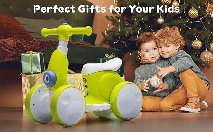 6V Electric Baby Balance Bike with Bubble Machine,4 in 1 Toddler Balance Bike w/Remote Control for 1 Year Old Boys Girls Kids Bubble Bike Ride on Toys w/Powered Motor,Music,LED Lights (Cyan)