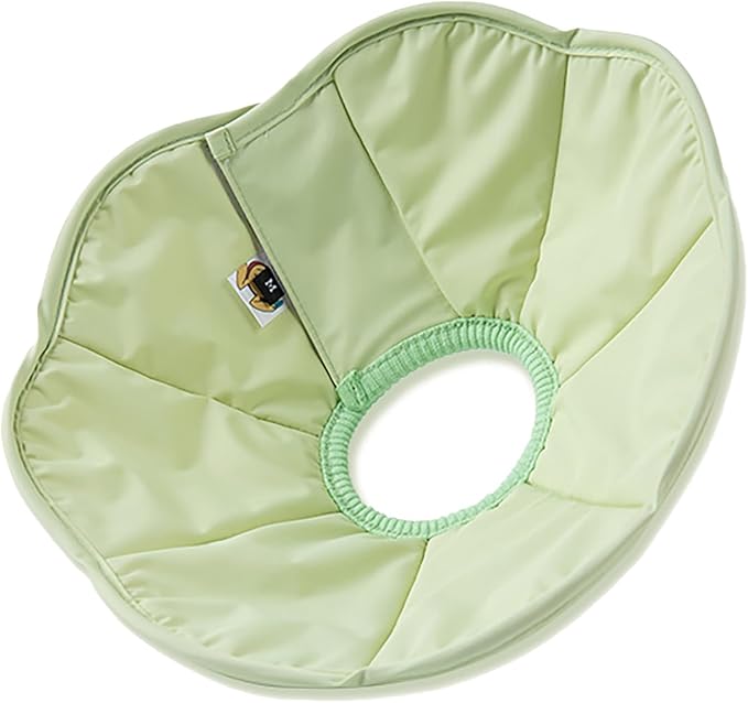 Touchdog Foldable Dog Cone Collar for Cats & Dogs - Adjustable Soft Recovery Collar with Waterproof PU Coating, Lightweight Design, 24.5cm/9.6in Wide Barrier (Green, S)