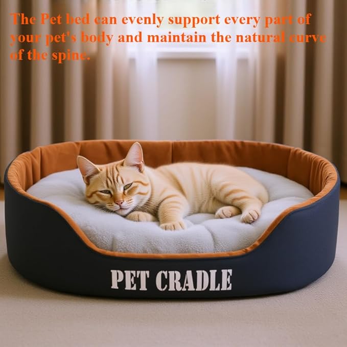 Dog Bed Orthopedic Dog Couch Bed, Waterproof Pet Bed with Removable Washable Mat & Non-Slip Bottom(Blue,19.69''X13.78'')