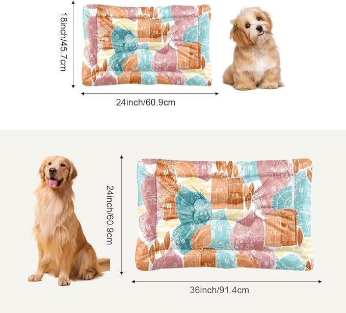 Coloful Village Scene Modern Dog Bed Furniture Dog Crate Mat Pet Pad Pads for Crates Washable Non-Slip Crate Bed Easy Clean Mats for Dogs Pillow Indoor Outdoor 24X18 Inch