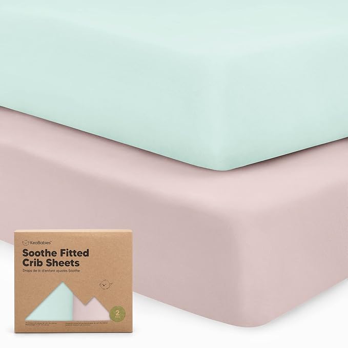KeaBabies 2-Pack Organic Crib Sheets for Boys, Girls - 52x28 Fitted Crib Mattress Sheet Neutral, Breathable Jersey Cotton Cover for Baby Bed, Toddler Mattress, Soft & Cute Prints (Pastel)