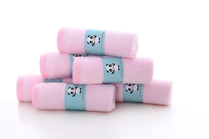 HIPHOP PANDA Baby Washcloths, Rayon Made from Bamboo - 2 Layer Ultra Soft Absorbent Newborn Bath Face Towel - Reusable Baby Wipes for Delicate Skin - Pink, 30 Pack