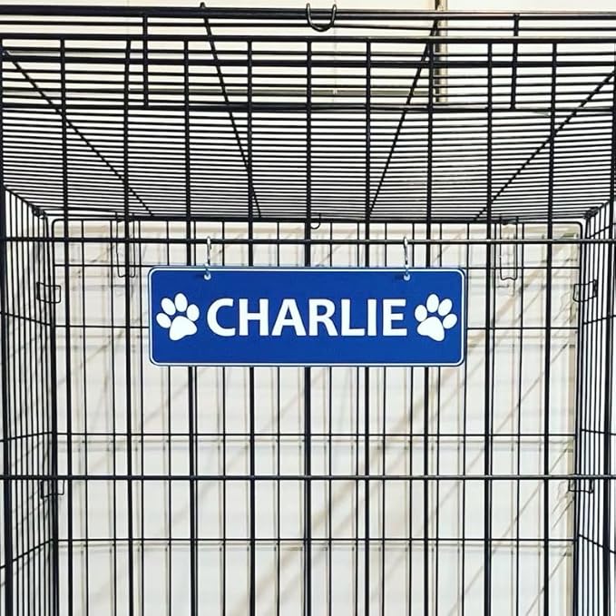 Personalized Kennel Name Plate Dog Paw Crate Pet Tag Doghouse Sign