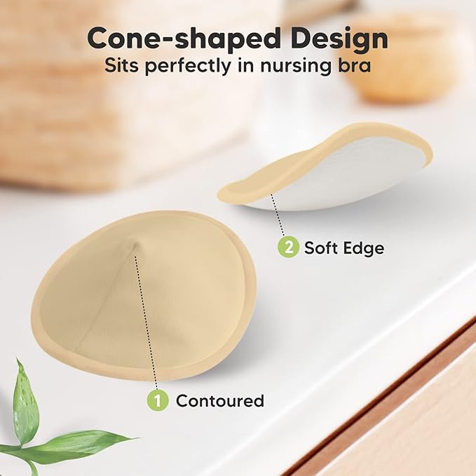 Organic Nursing Pads - 14 Washable Viscose Derived from Bamboo Breastfeeding Pads, Wash Bag, Reusable Breast Pads for Breastfeeding, Nipple Pads for Breastfeeding Essentials(Coffee, XL 5.5")