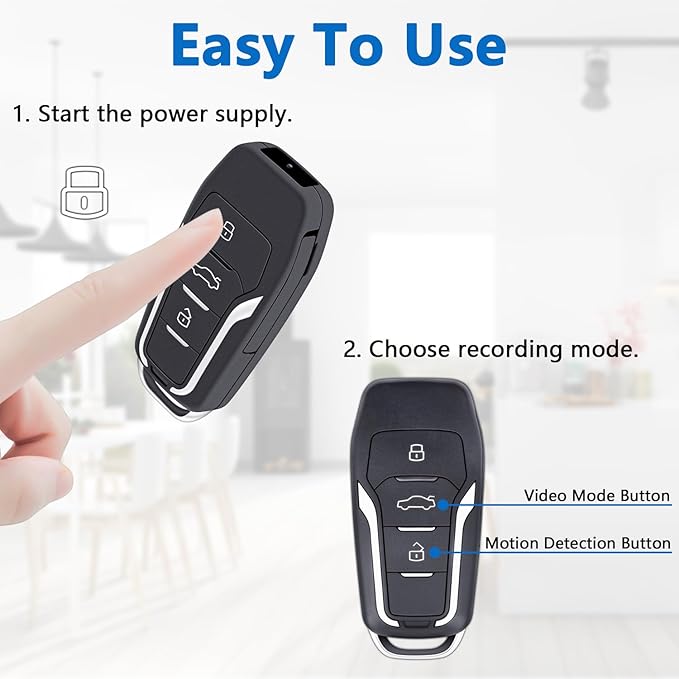 1080P Body Camera, Pet Cam,Key Fob Mini Security Camera with Motion Activation for Home Protection (SD Card Not Included)