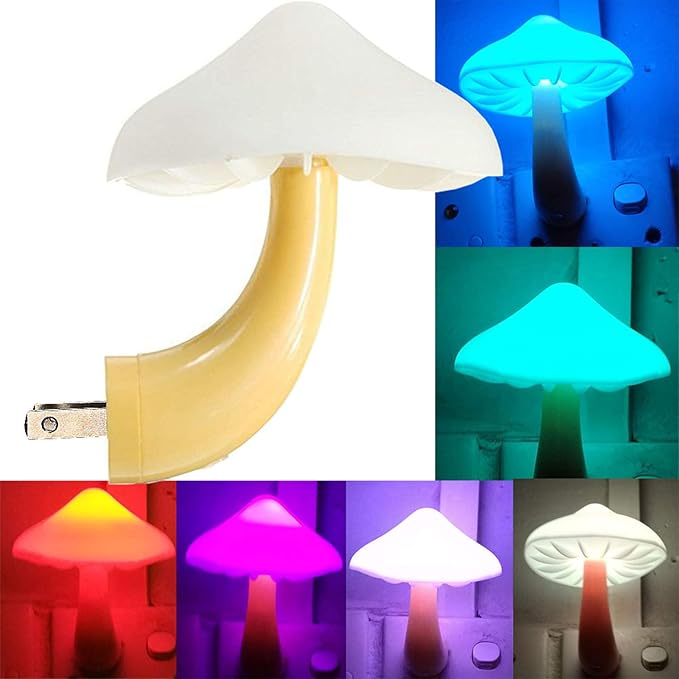 AUSAYE Sensor LED Night Light Plug in Lamp Mushroom Night Light 7-Color Changing Magic Pretty Mushroom-Shaped Night Lights for Adults Kids NightLight