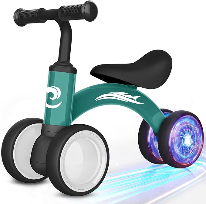Colorful Lighting Baby Balance Bike Toys for 1 Year Old Boy Girl Gifts, 10-36 Month Toddler Balance Bike, No Pedal 4 Silence Wheels & Soft Seat First Riding on Toys, 1st Birthday Gifts