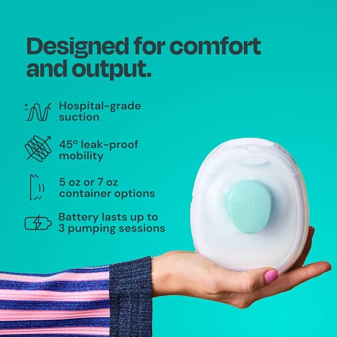 Willow Go - Hands Free Breast Pump - Wearable Breastfeeding Pump - Portable, Electric, Cordless, & 9 Levels of Hospital Grade Suction Strength - Postpartum Essentials - Single Breast Pump