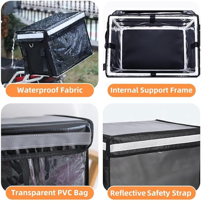 TooCust Insulated Bags For Food Delivery 16.5" x 11.4" x 11.8", Commercial Insulated Food Delivery Bag w/Divider, Waterproof & Foldable Catering Bag Food Deliveries, Delivery Pizza Bags 10 Inches